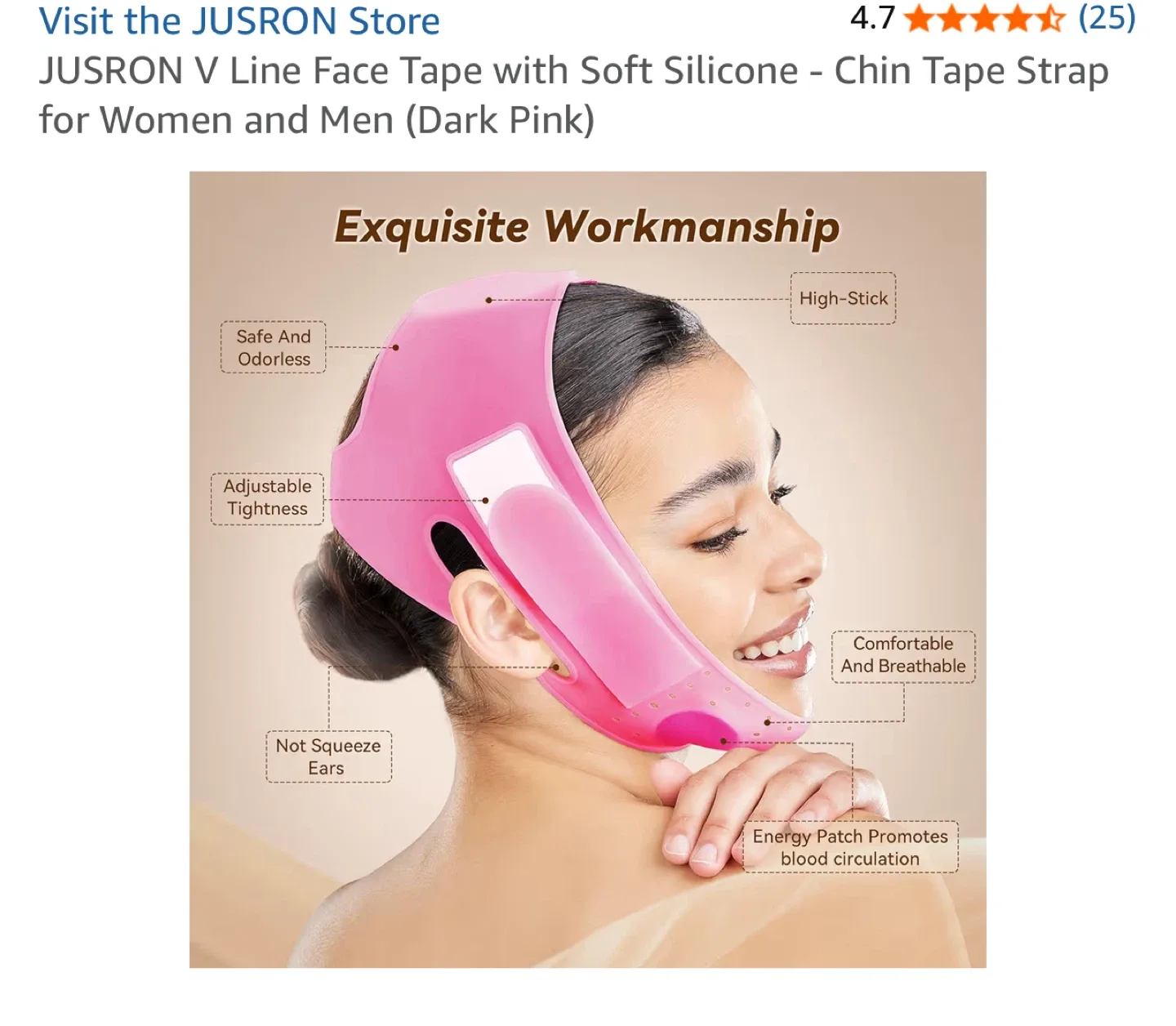 JUSRON V Line Face Tape - Dark Pink image indicator(4)