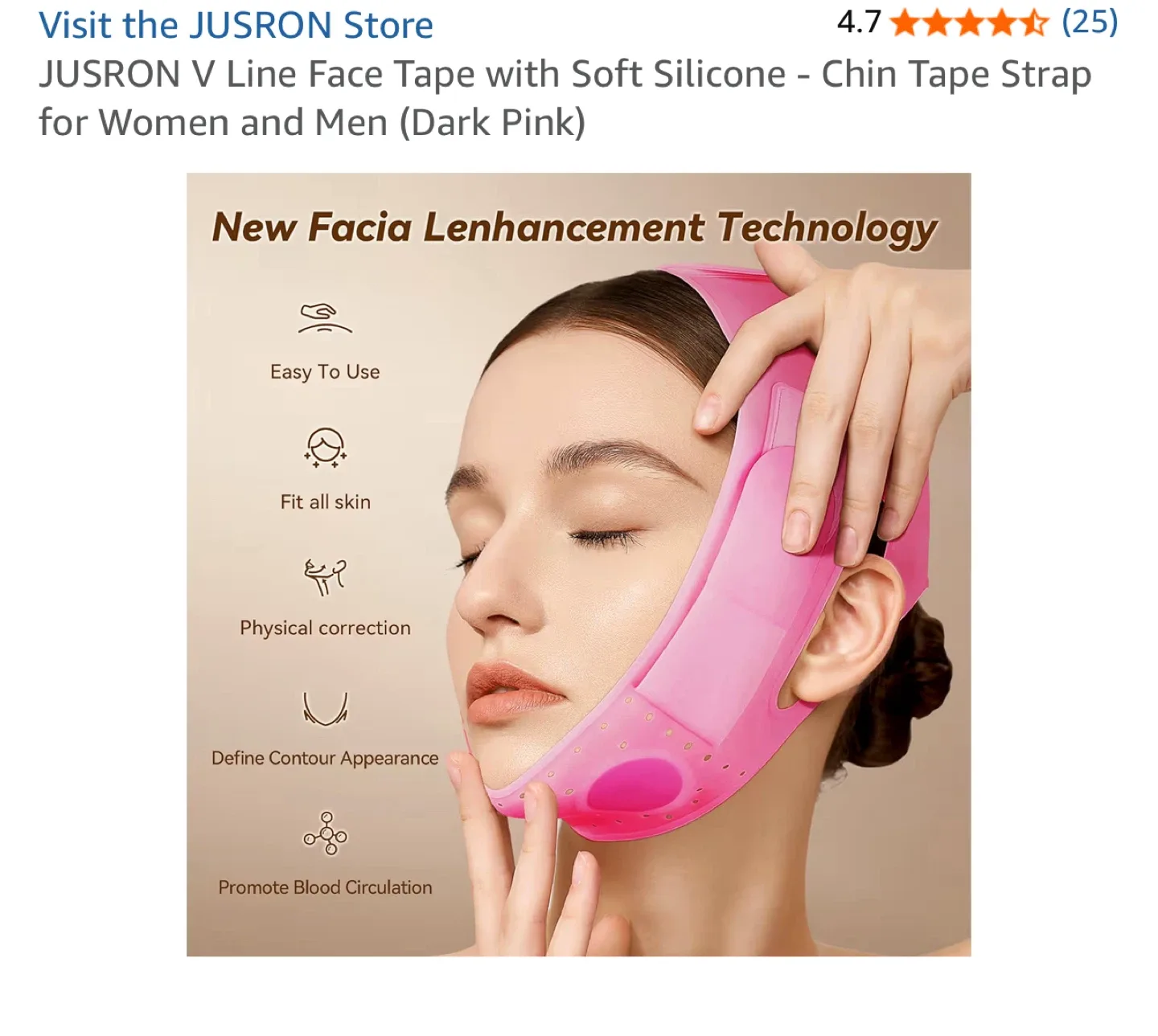 JUSRON V Line Face Tape - Dark Pink image indicator(5)