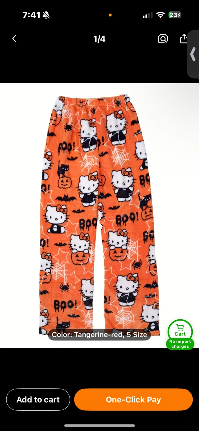 Hello Kitty Halloween Pajama Pants - Tangerine Red, Size 5