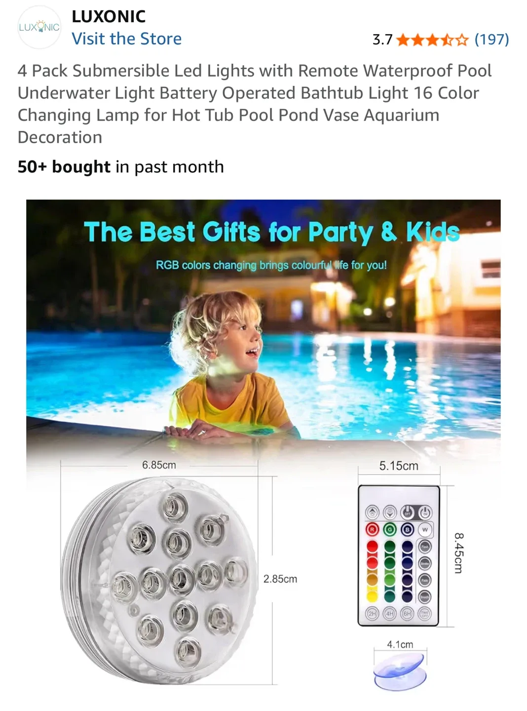 LUXONIC Submersible LED Lights 4 Pack image indicator(6)