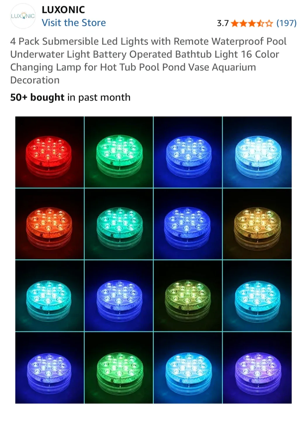 LUXONIC Submersible LED Lights 4 Pack image indicator(8)