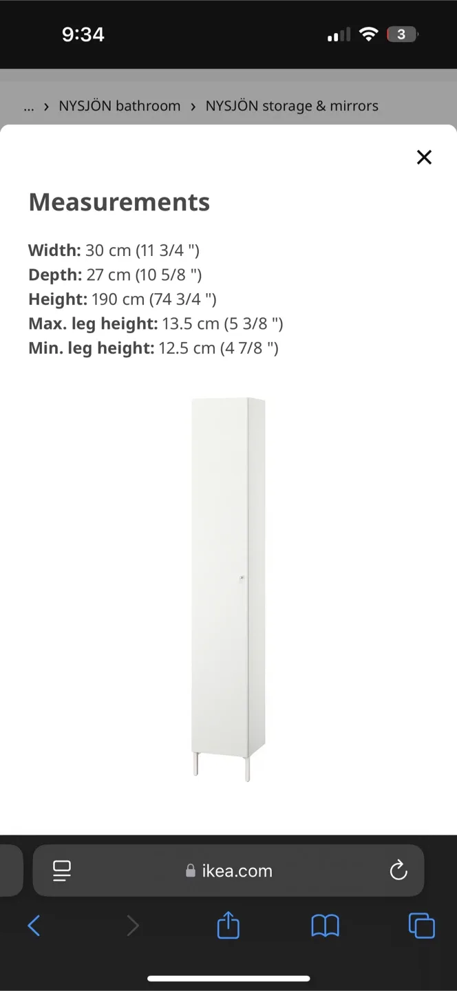 IKEA Tall White Bathroom Cabinet image indicator(8)