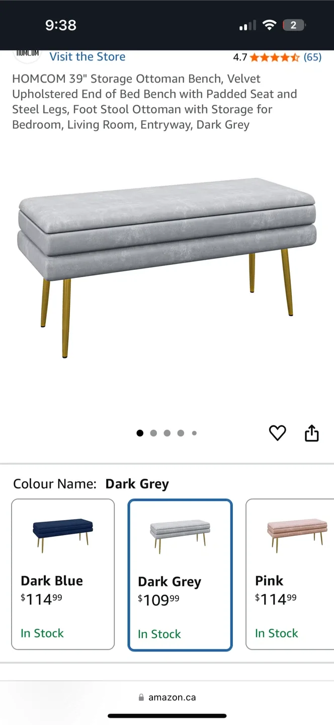 Grey Velvet Storage Bench image indicator(7)