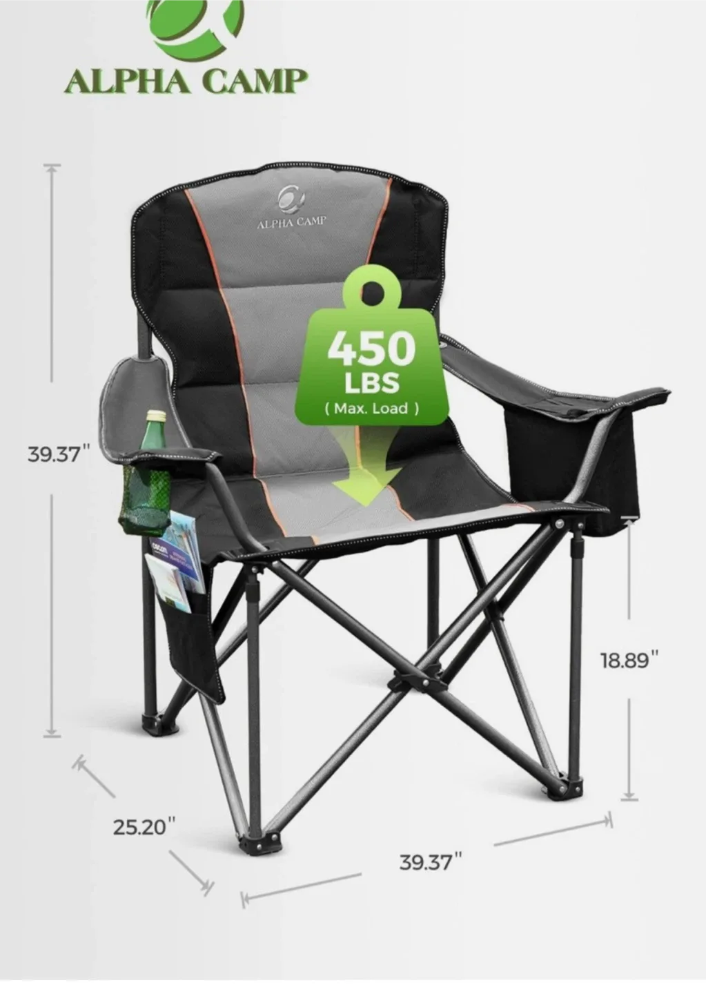 2 Alpha Camp Camping Chair - Gray/Black image indicator(2)