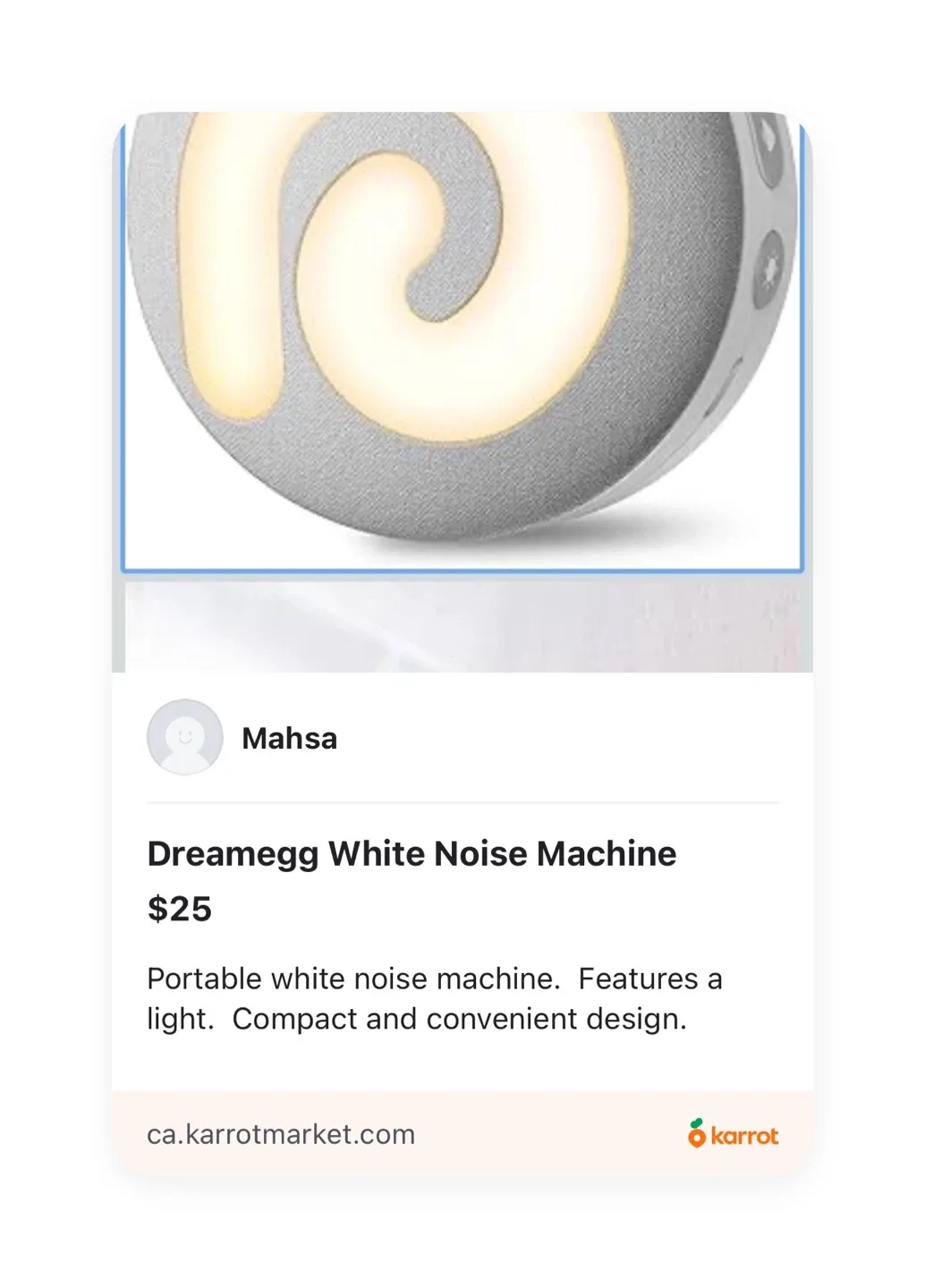 Dreamegg D11 Portable Sound Machine for Baby - White Noise image indicator(3)