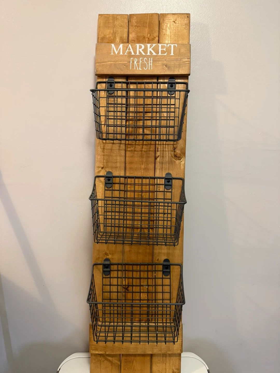 Market Fresh Wooden Wall Organizer with Baskets
