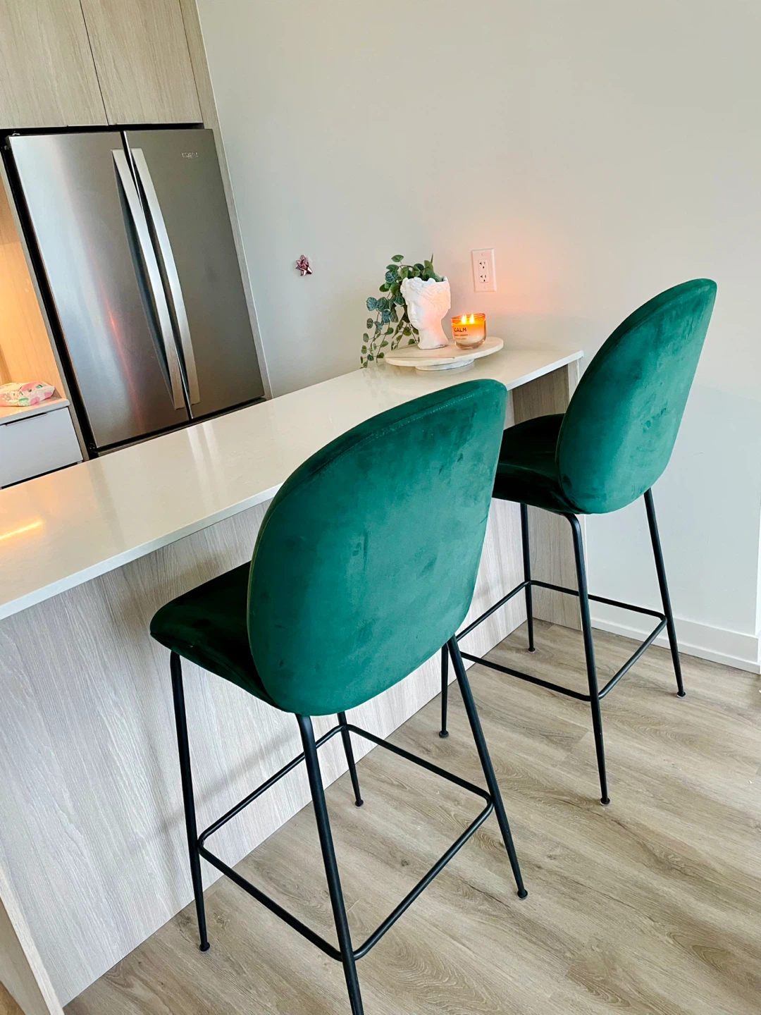 Green Velvet Bar Stools (Set of 2) - photo 2