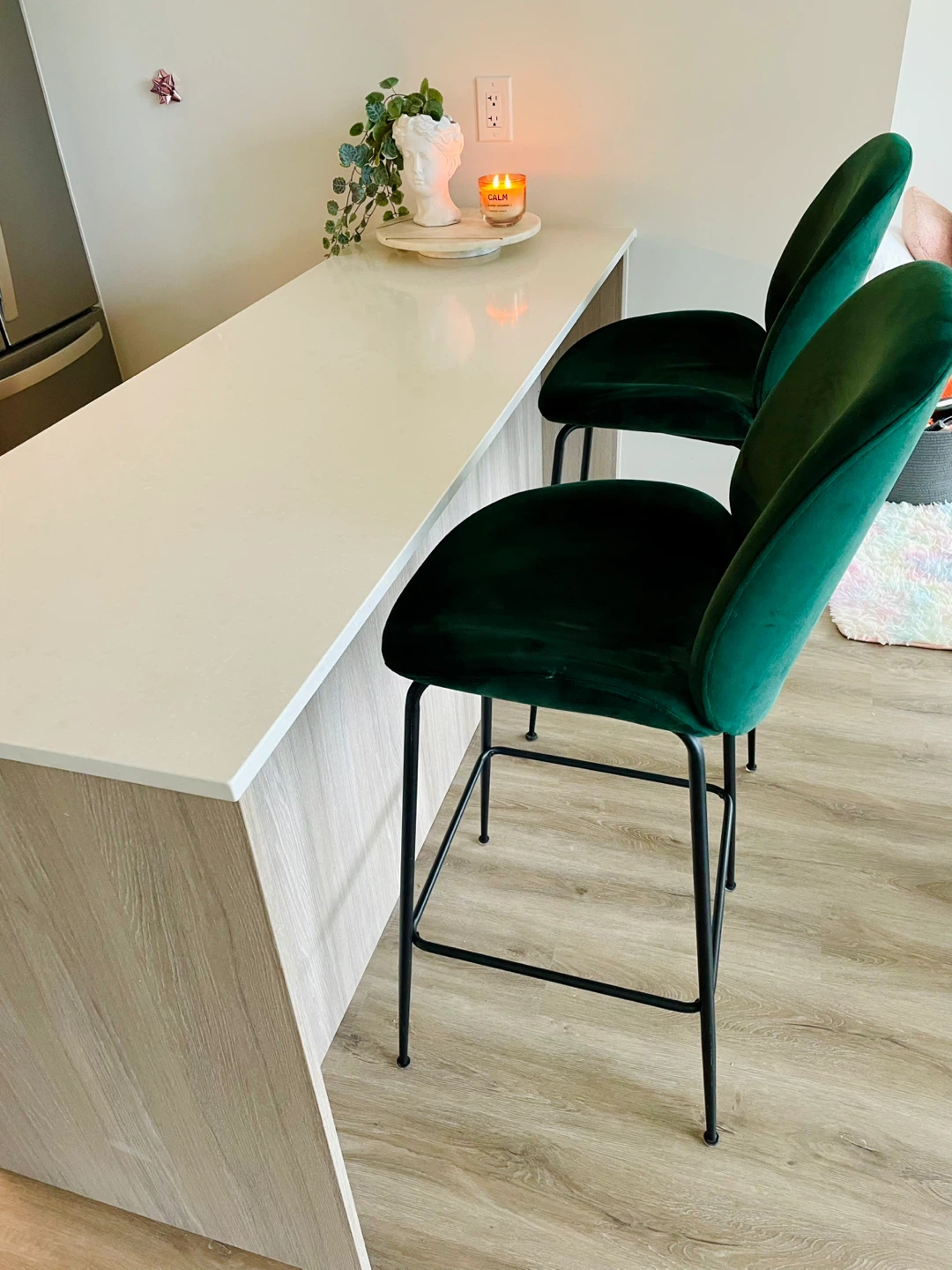 Green Velvet Bar Stools (Set of 2) - photo 3