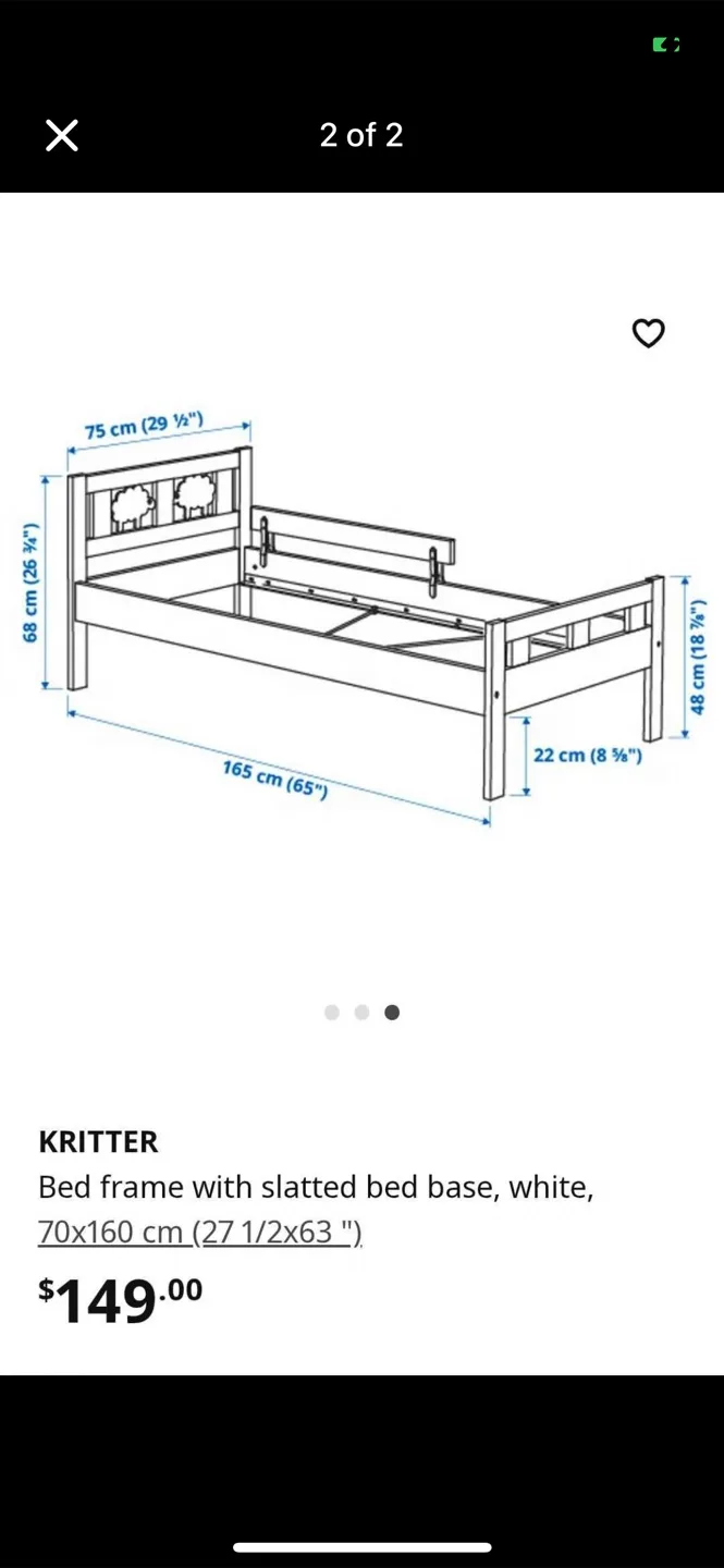 IKEA Kritter Bed Frame with Slatted Base - 70x160 cm image indicator(3)