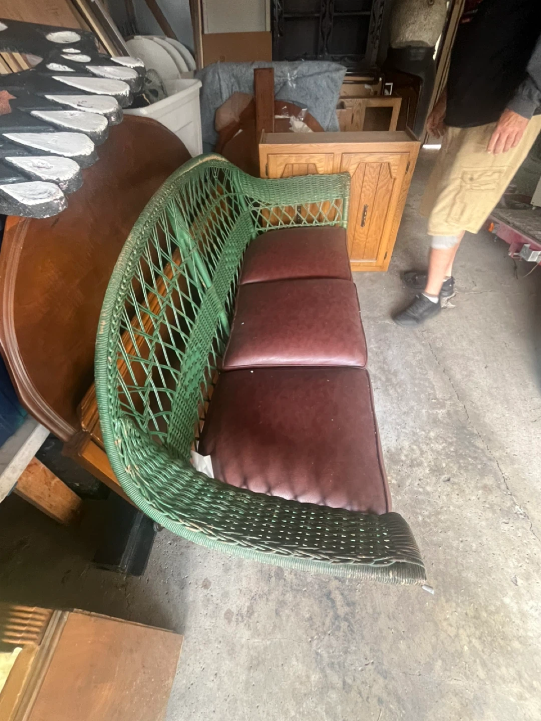 VTG Wicker Loveseat & Chair, Green & Brown - photo 3