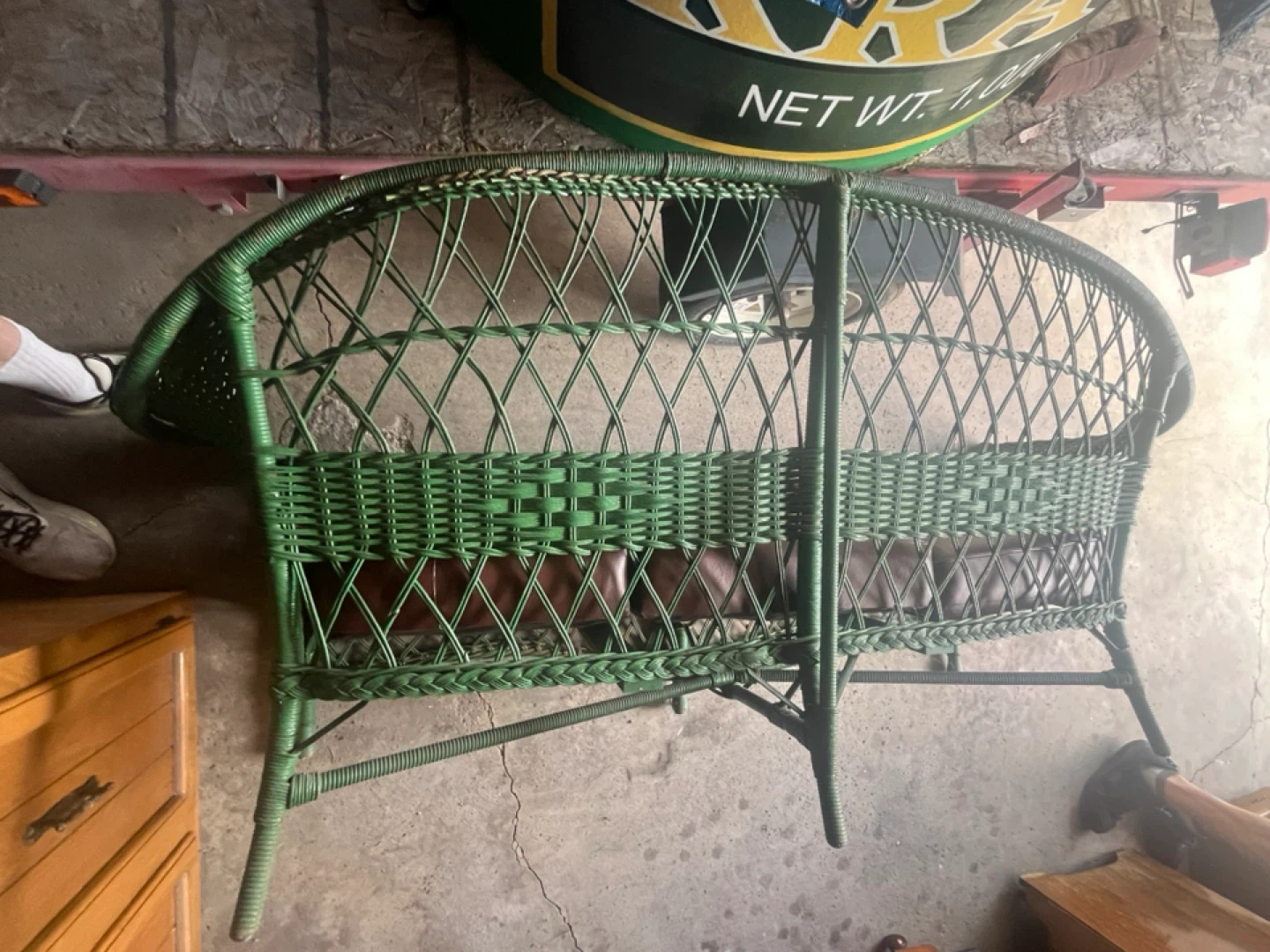 VTG Wicker Loveseat & Chair, Green & Brown - photo 4