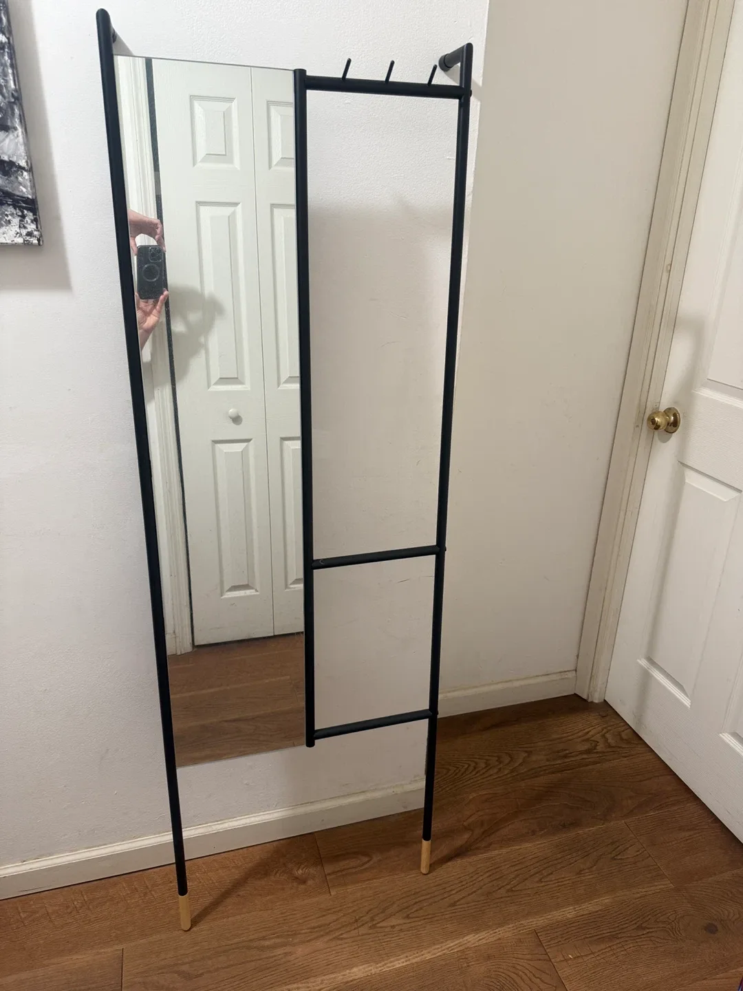 Modern Black Standing Mirror with Rack image indicator(3)