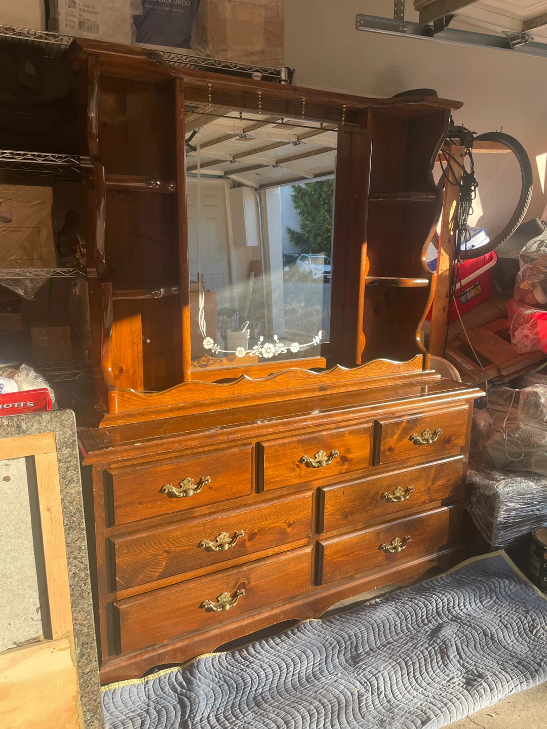 Wood Dresser with Mirror