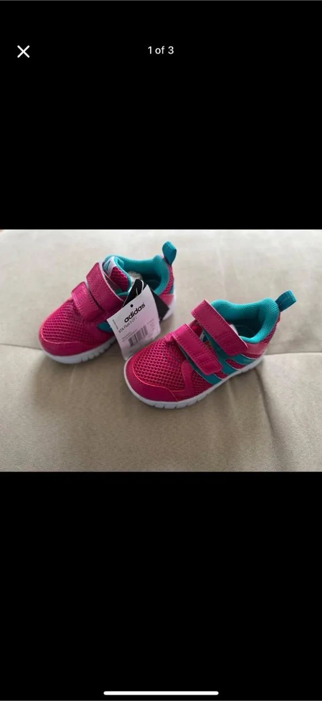 BNIB Adidas Pink & Teal Toddler Shoes - Size 5 image indicator(3)