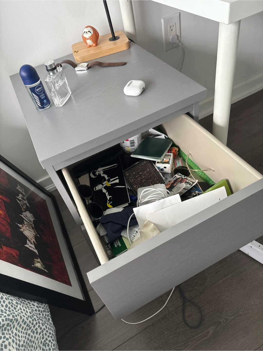 Grey 2-Drawer Nightstand - photo 2