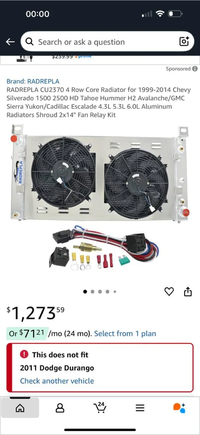 KUUHLERSAT CU2423 Aluminum Radiator w/ Dual 14″ Fans thumbnail
