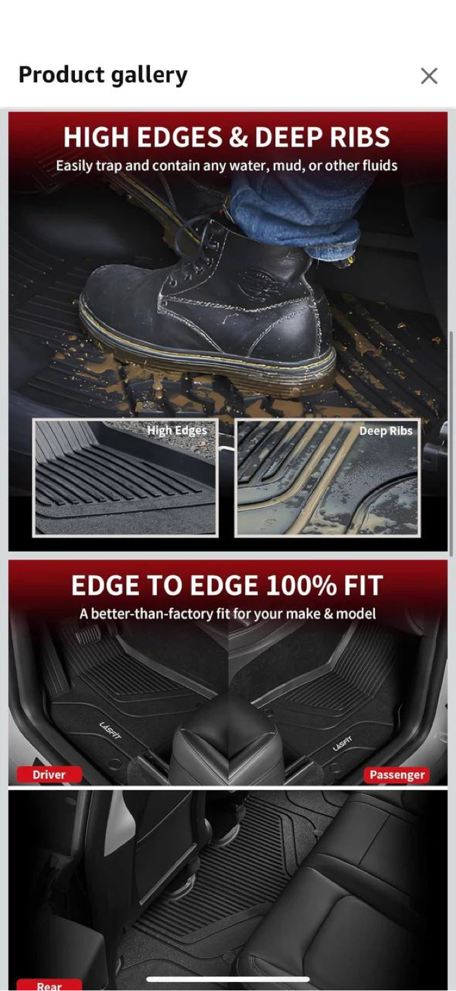 LASFIT 6PC Premium Floor Mats for Tesla Model Y (2020–2025) - photo 3