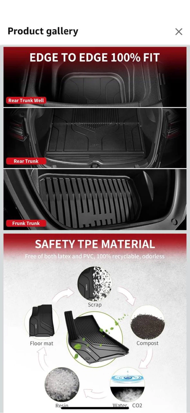 LASFIT 6PC Premium Floor Mats for Tesla Model Y (2020–2025) - photo 4