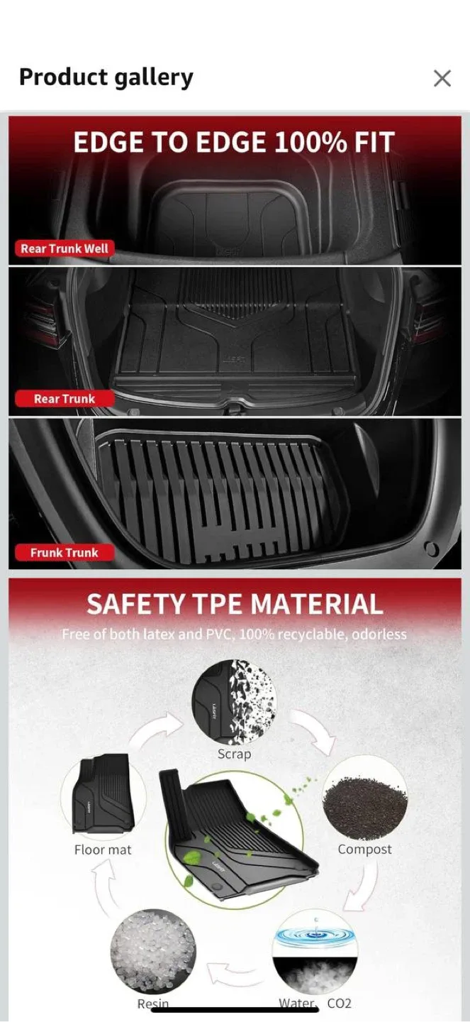 LASFIT 6PC Premium Floor Mats for Tesla Model Y (2020–2025) image indicator(4)