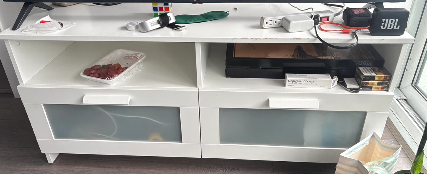 White TV Stand with Drawers