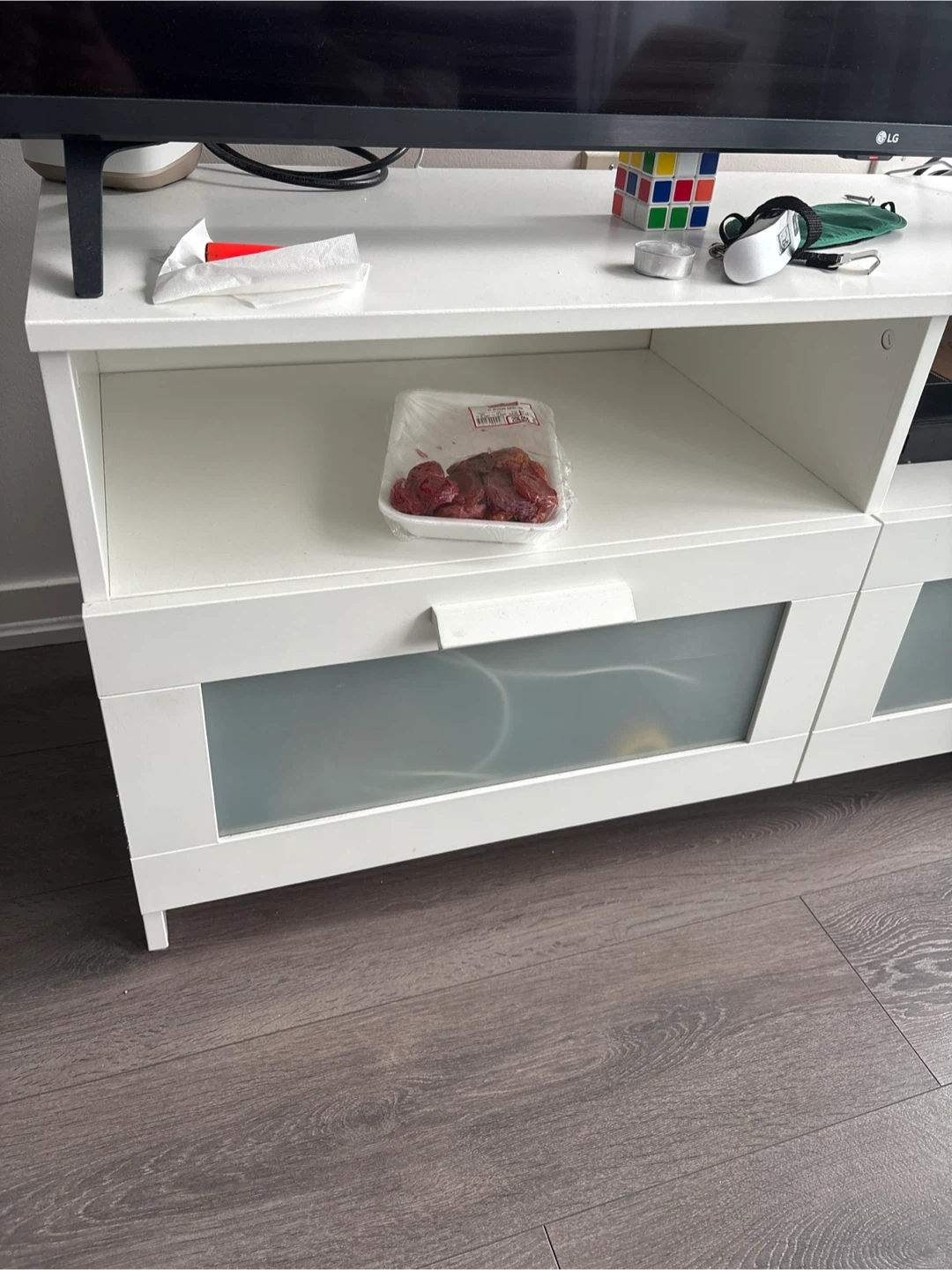 White TV Stand with Drawers - photo 2