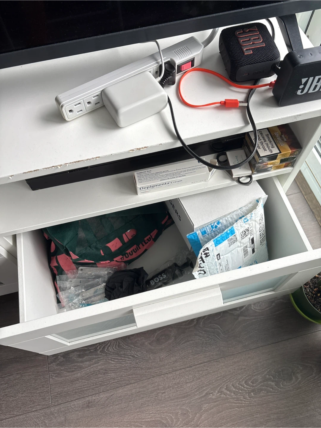 White TV Stand with Drawers - photo 4