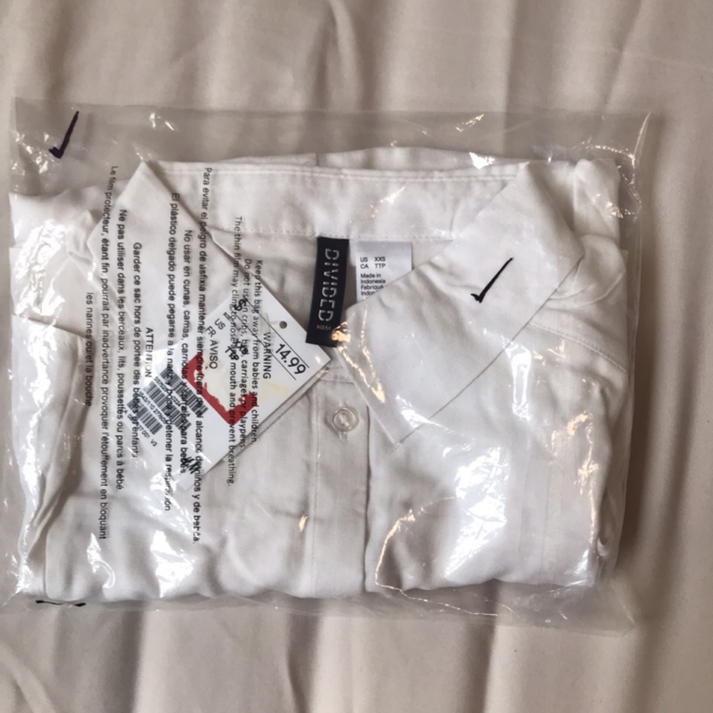 H&M Divided White Button Up Shirt, Size XXL - photo 3