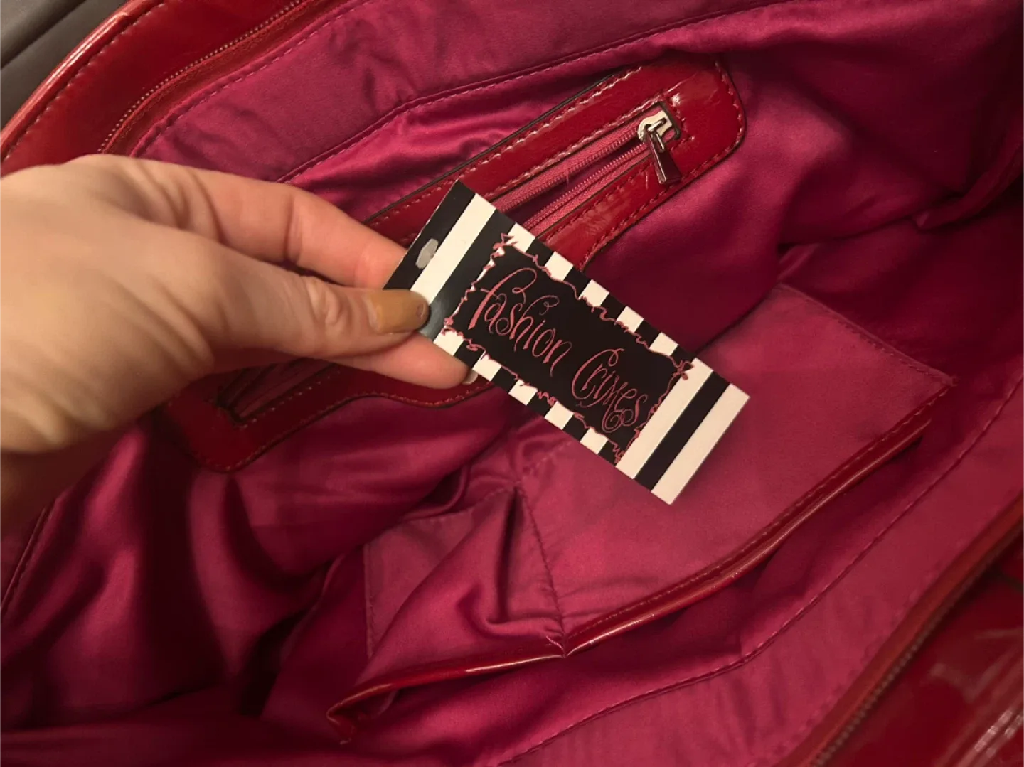 Red Patent Flower Tote Bag image indicator(10)