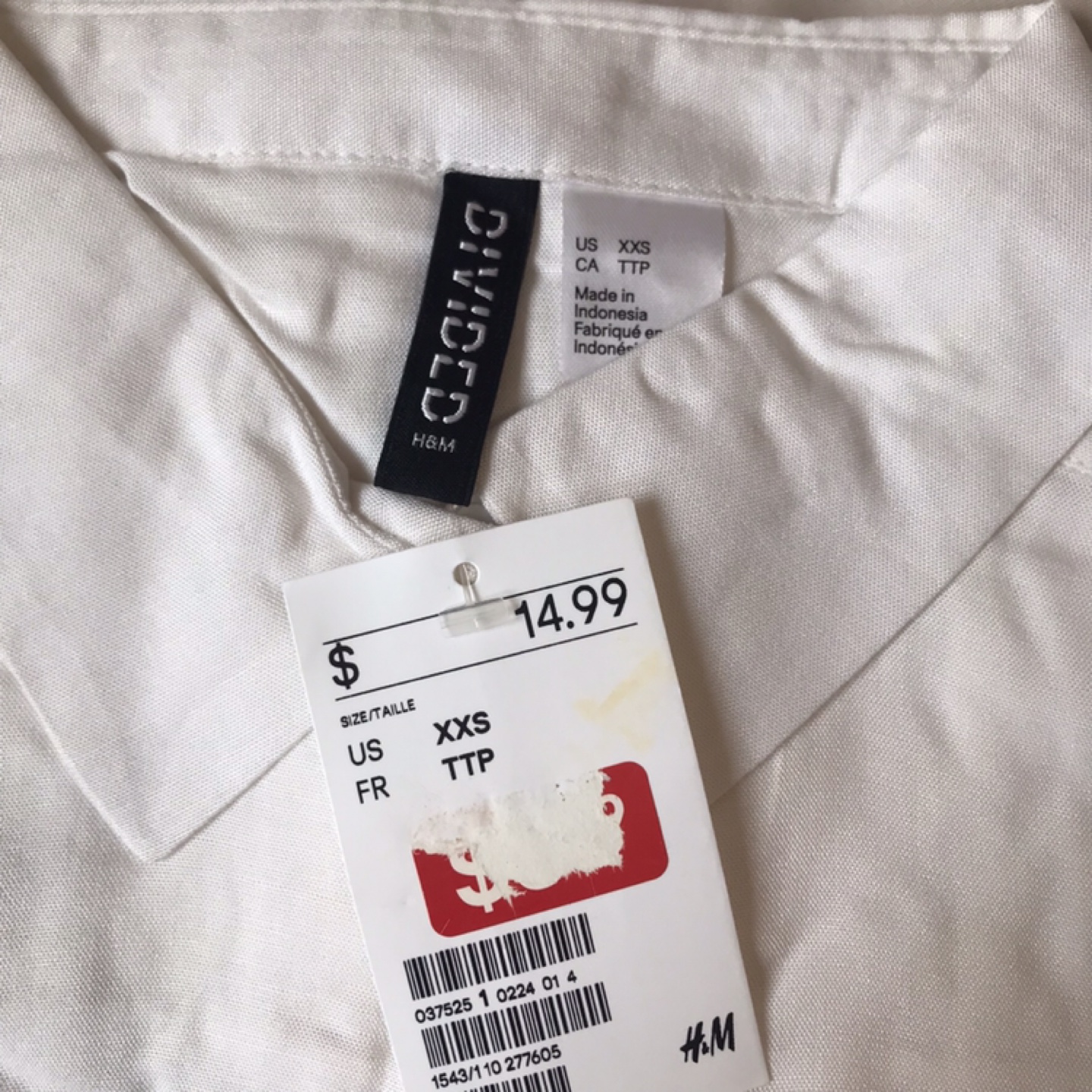 New H&M Divided White Sleeveless Blouse - Size 3XS