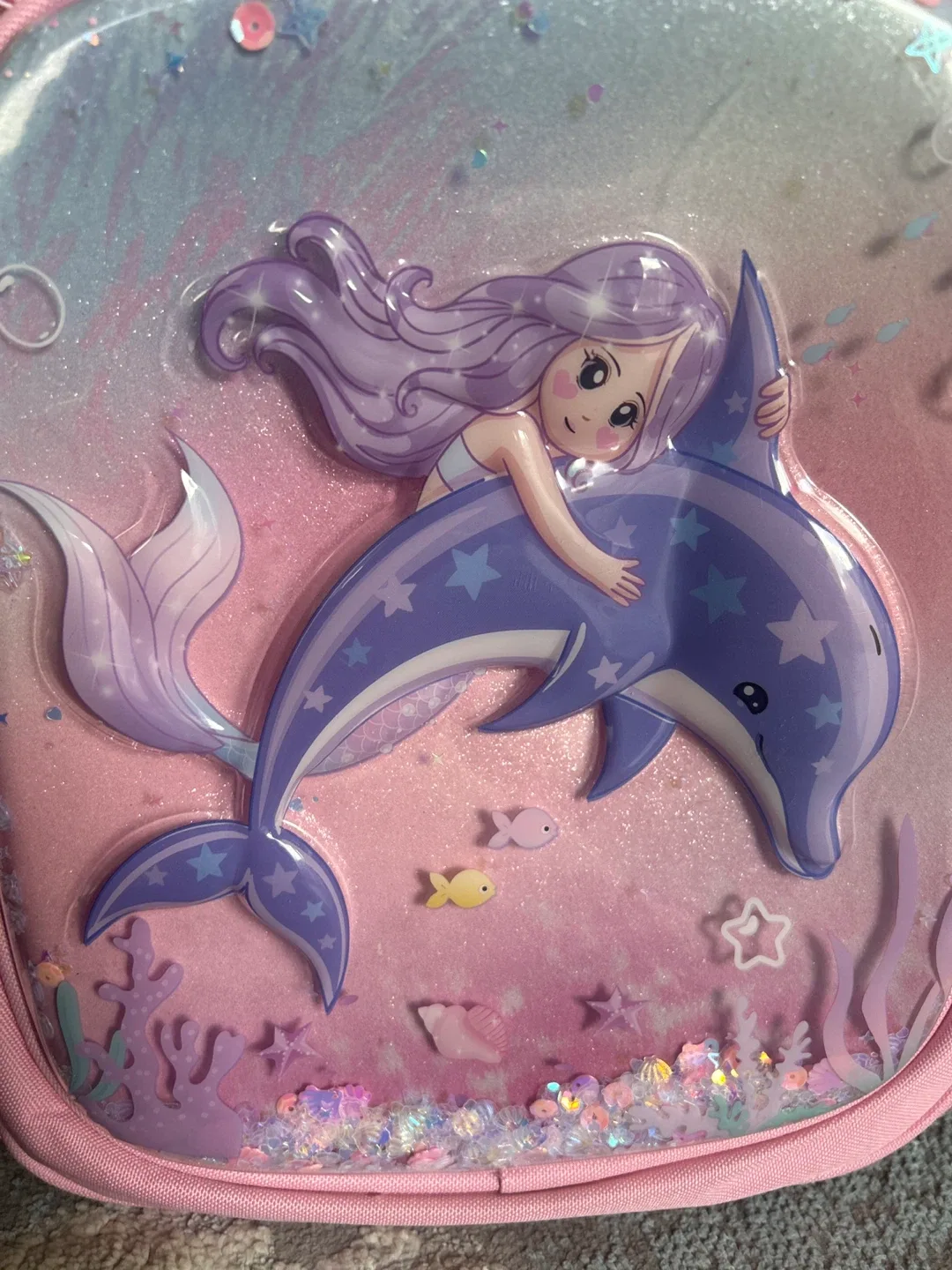 Kids Pink Mermaid Dolphin Backpack image indicator(2)