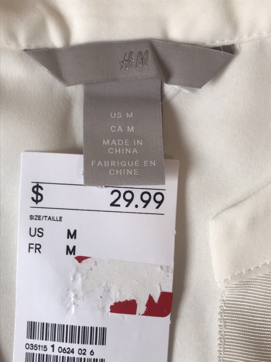 H&M Sleeveless Blouse - Size M - Cream