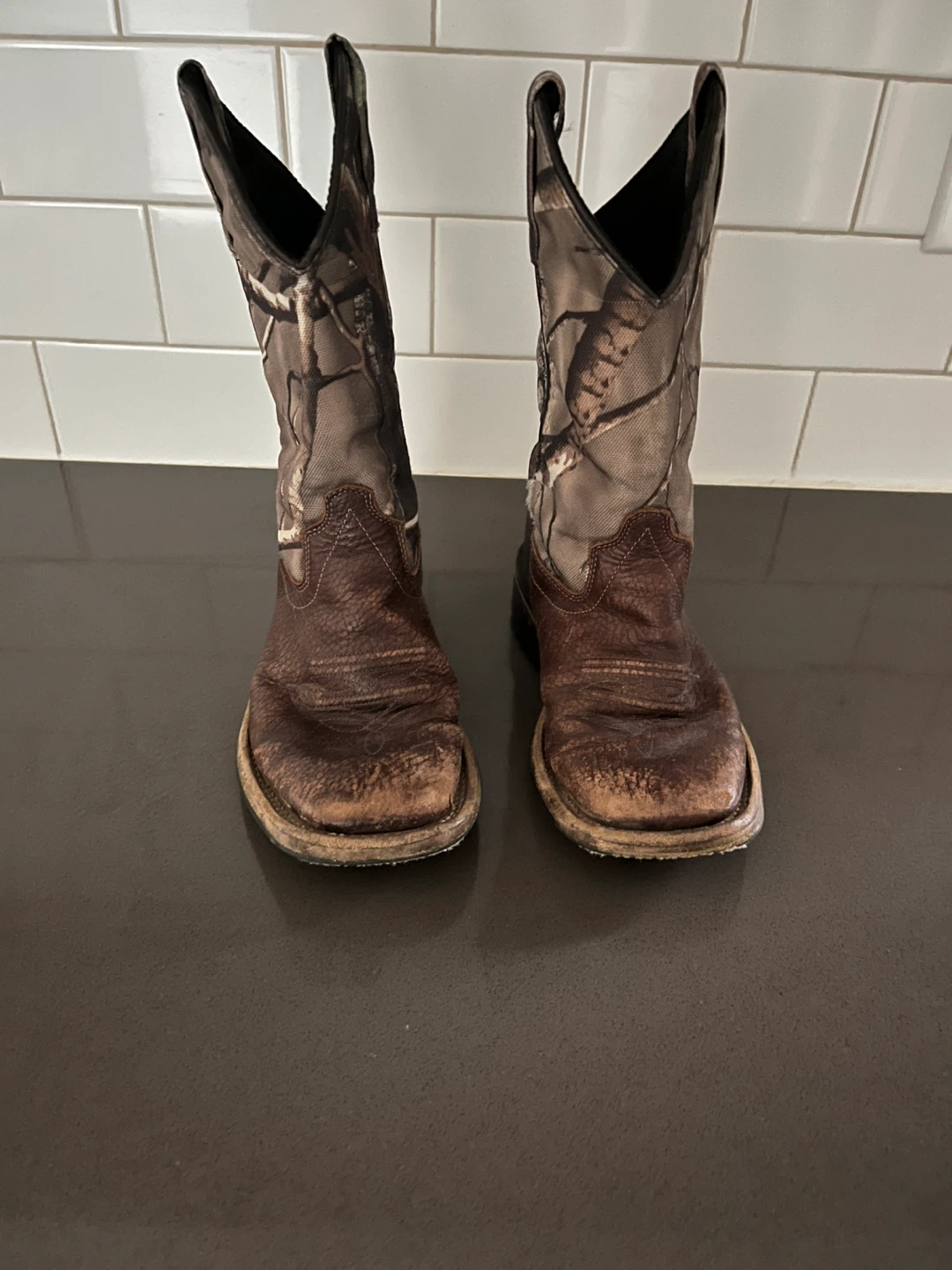 Kid’s Old West Camo Cowboy Boots - Size 11.5