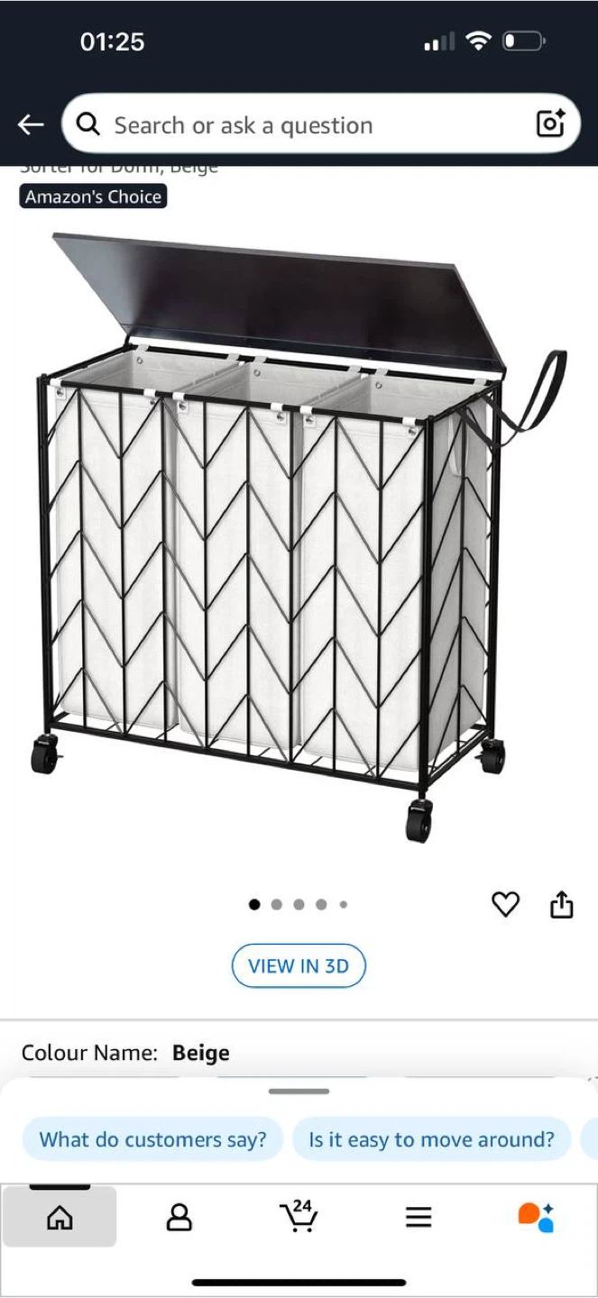 WOWLIVE Laundry Basket with Wheels – 142L 3-Section Hamper 🩶 - photo 5