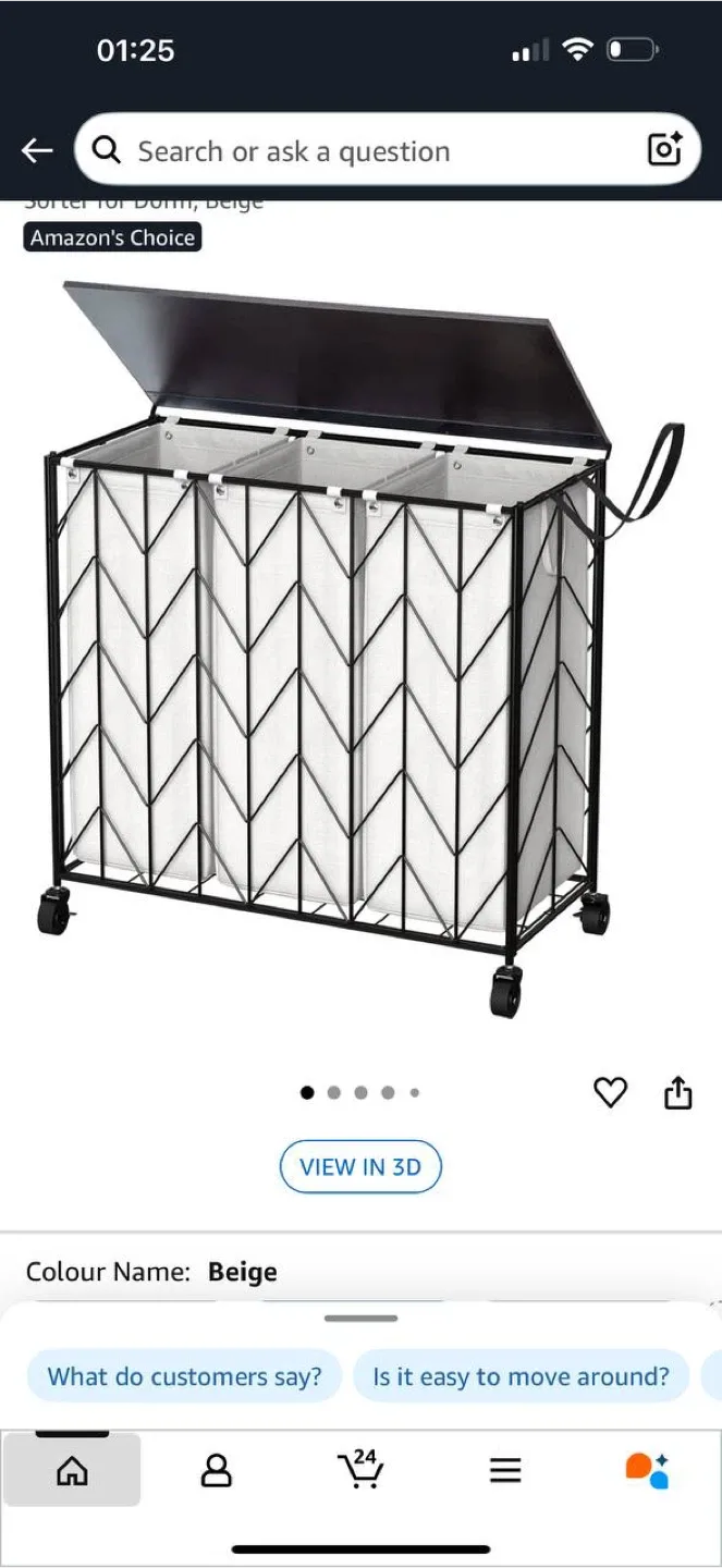 WOWLIVE Laundry Basket with Wheels – 142L 3-Section Hamper 🩶 image indicator(5)