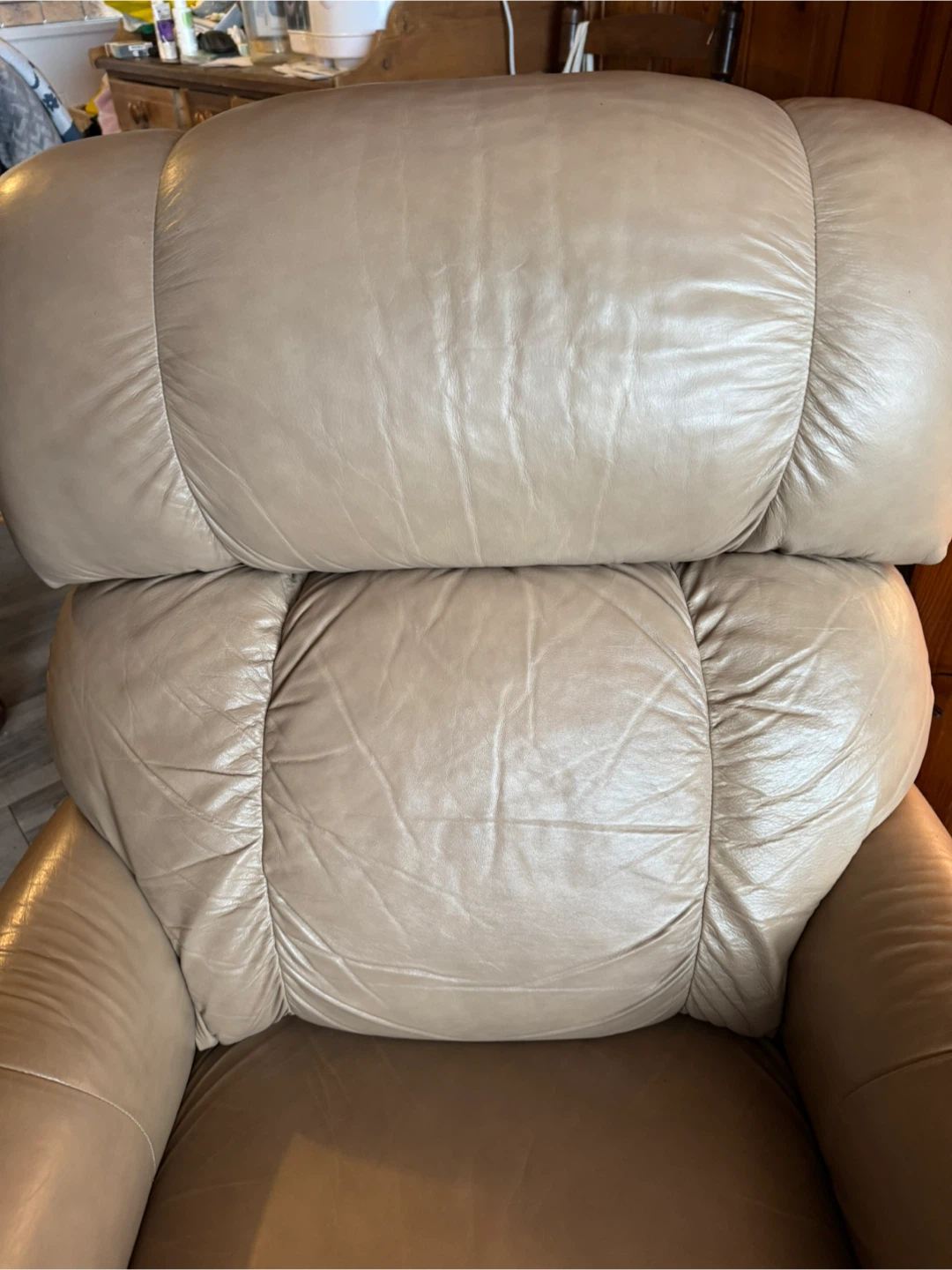 Beige Leather Recliner Chair - photo 4