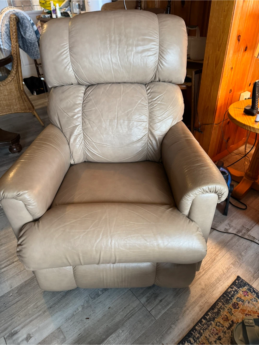 Beige Leather Recliner Chair