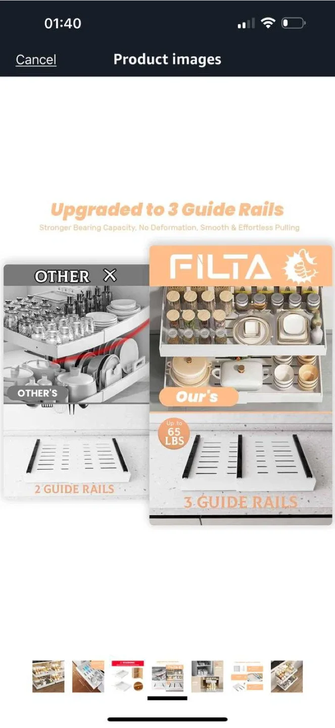 FILTA 4-Pack Deep Pull-Out Cabinet Organizer – White ✨ image indicator(4)