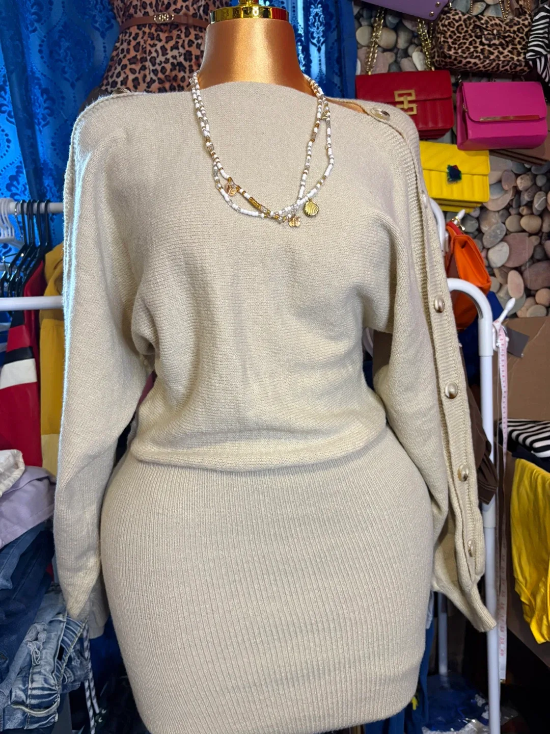 Sweater Dress - Beige Knit thumbnail