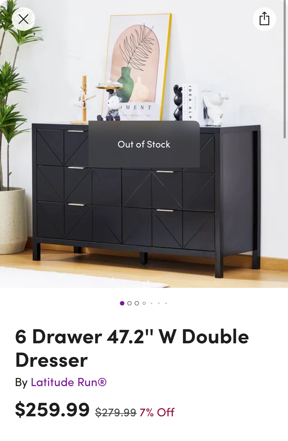 6-Drawer Double Dresser - Black 🥕 - photo 2