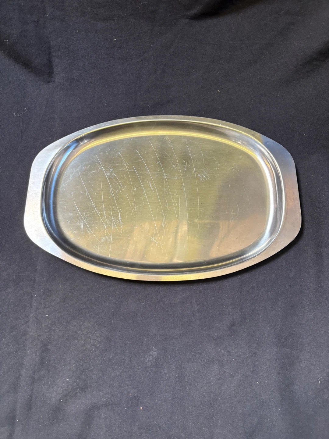 Oval Stainless Steel Serving Tray - 12 inches - photo 2