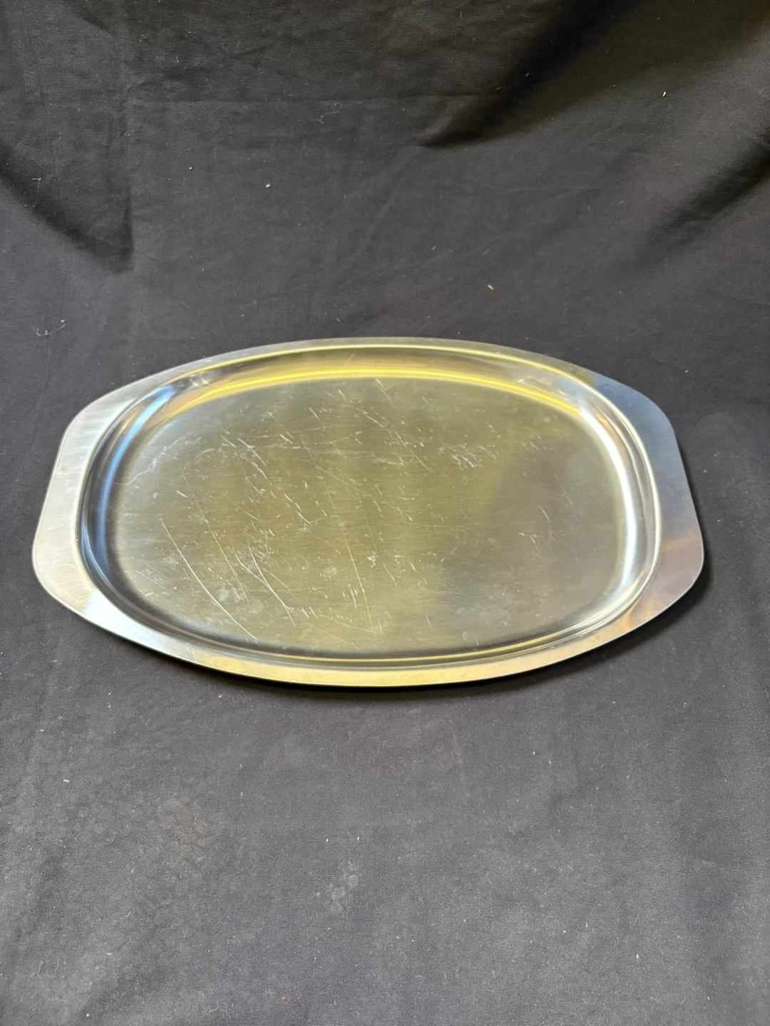 Oval Stainless Steel Serving Tray - 12 inches