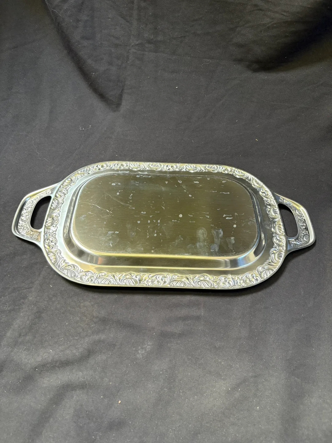 Silver Plated Serving Tray with Handles image indicator(4)