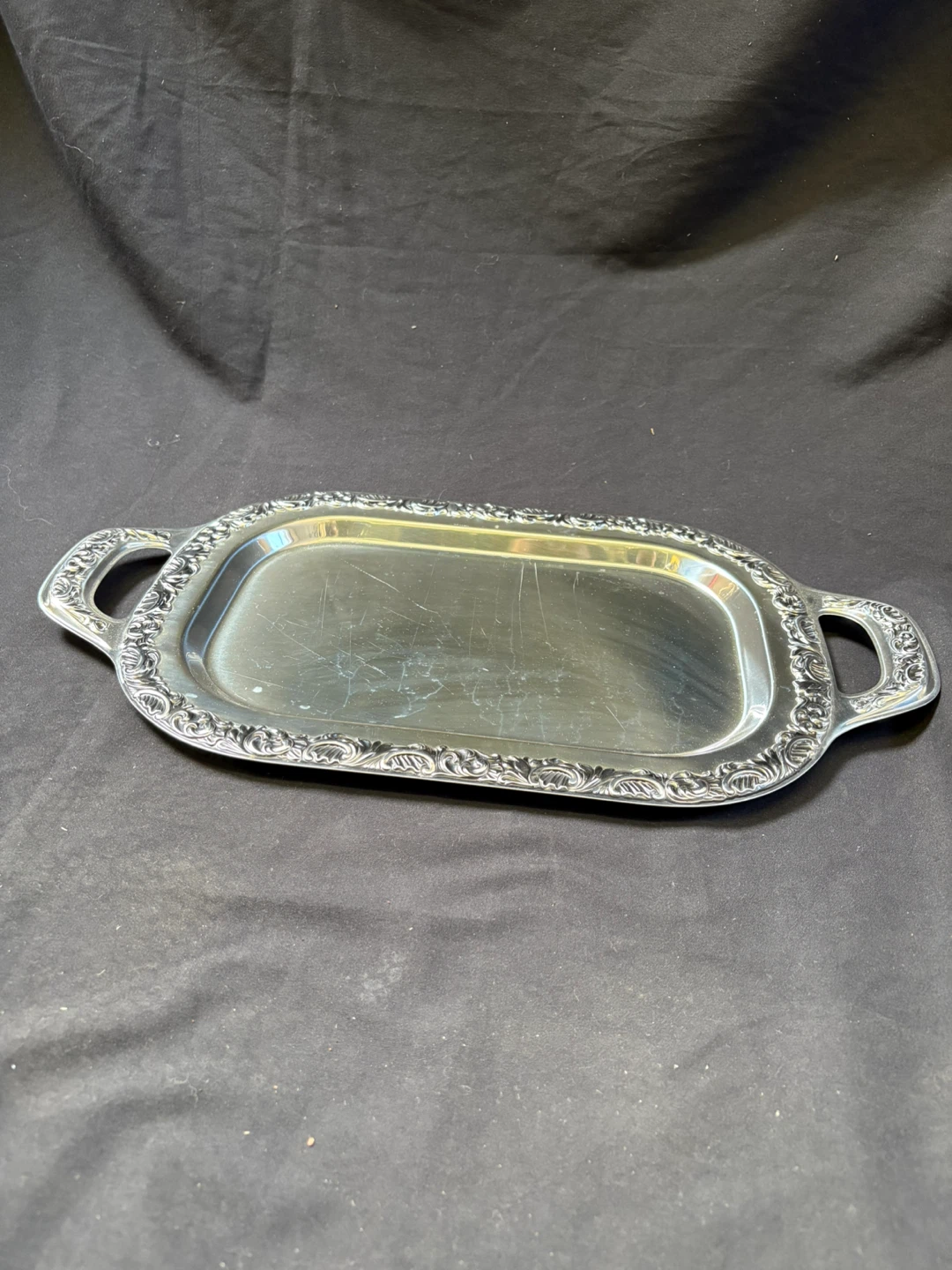 Silver Plated Serving Tray with Handles - photo 3