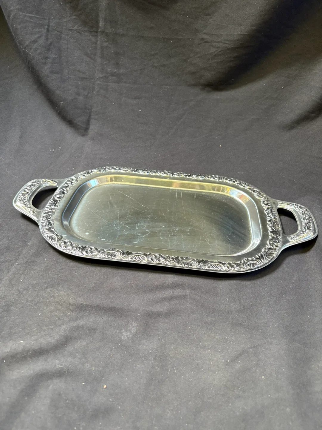 Silver Plated Serving Tray with Handles image indicator(3)