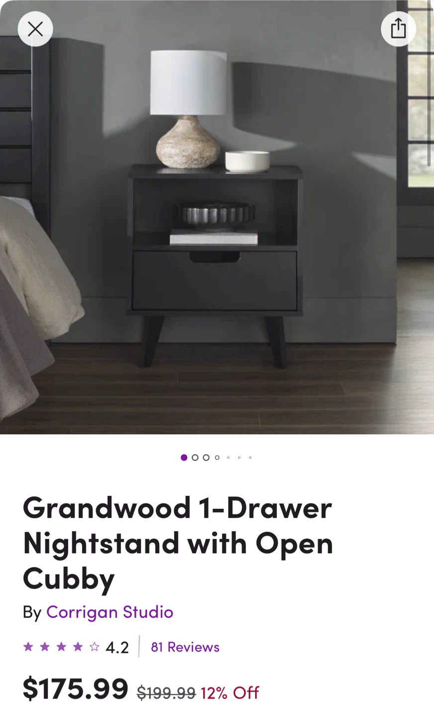 Two Black Nightstands with Open Cubby - photo 2