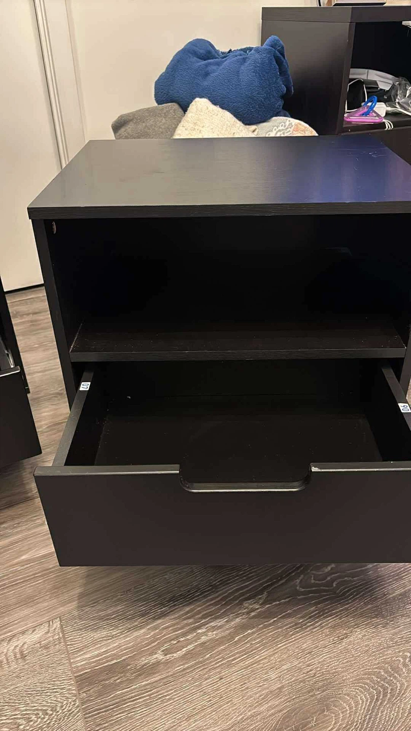 Two Black Nightstands with Open Cubby - photo 4