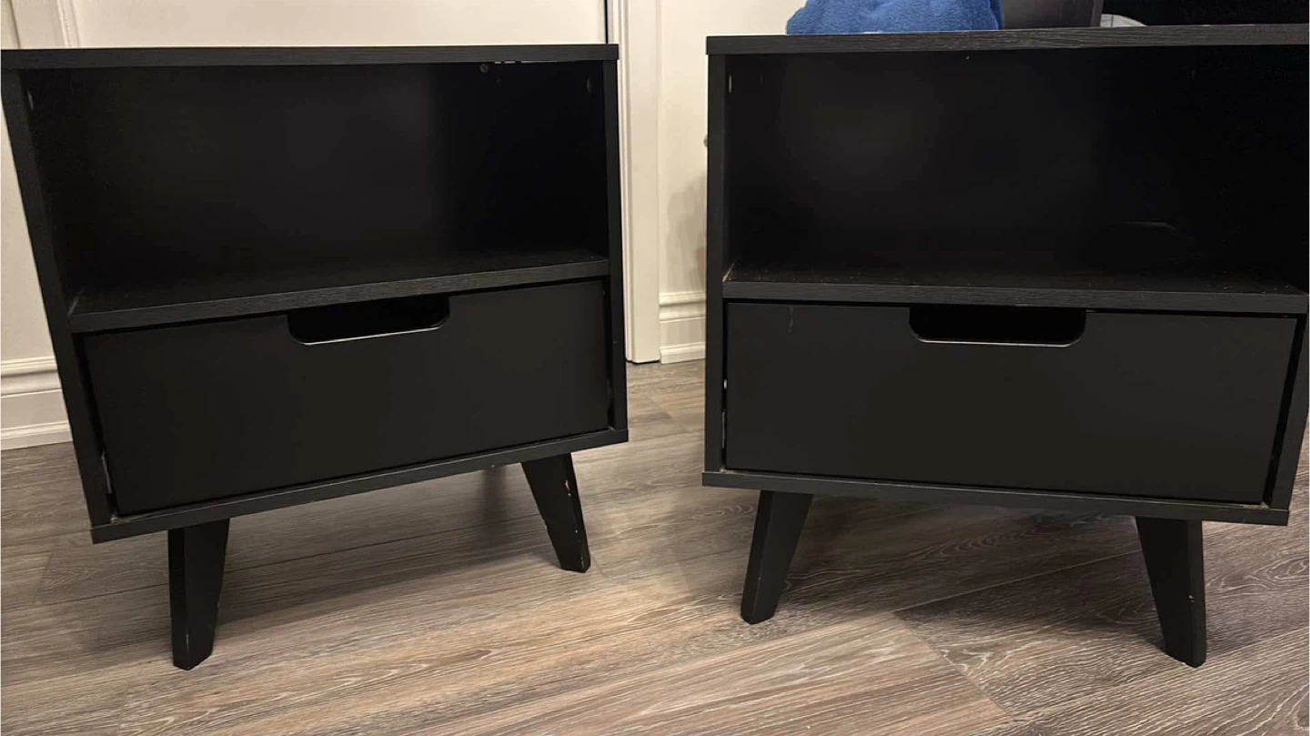 Two Black Nightstands with Open Cubby