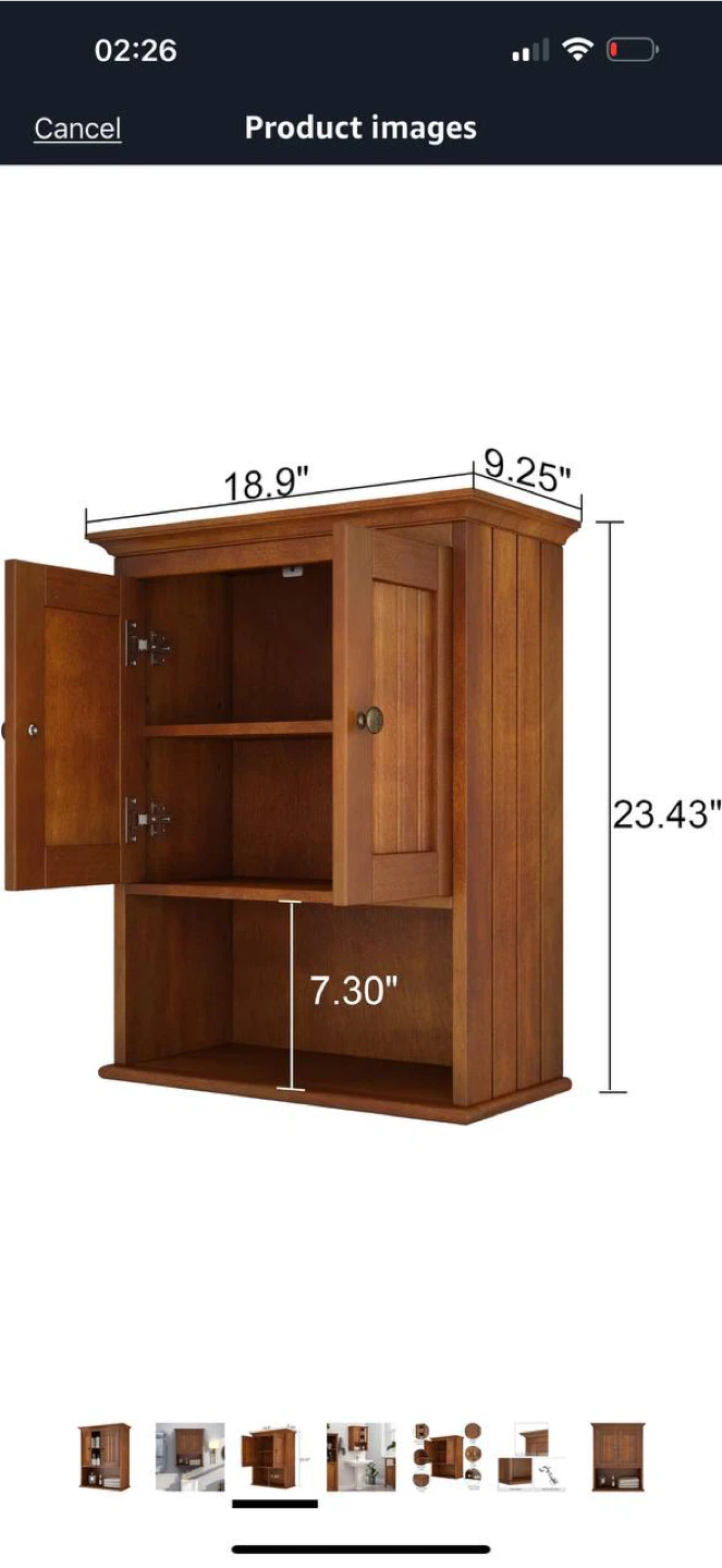 🪵 Treocho Wood Wall Cabinet – Reddish Brown – New in Box 🪵 - photo 4