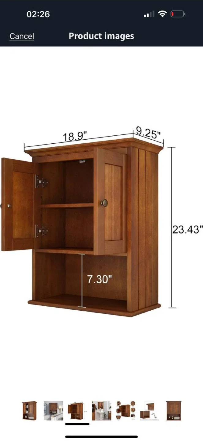 🪵 Treocho Wood Wall Cabinet – Reddish Brown – New in Box 🪵 image indicator(4)