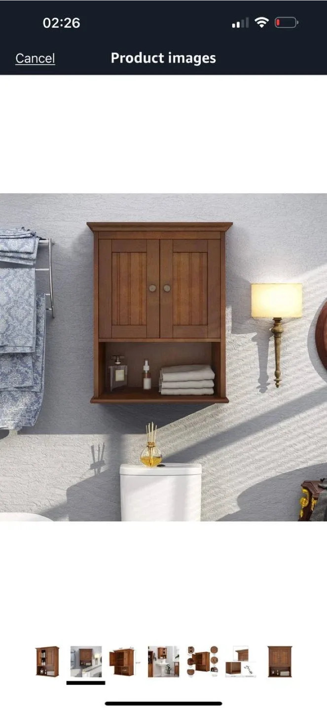 🪵 Treocho Wood Wall Cabinet – Reddish Brown – New in Box 🪵 image indicator(3)